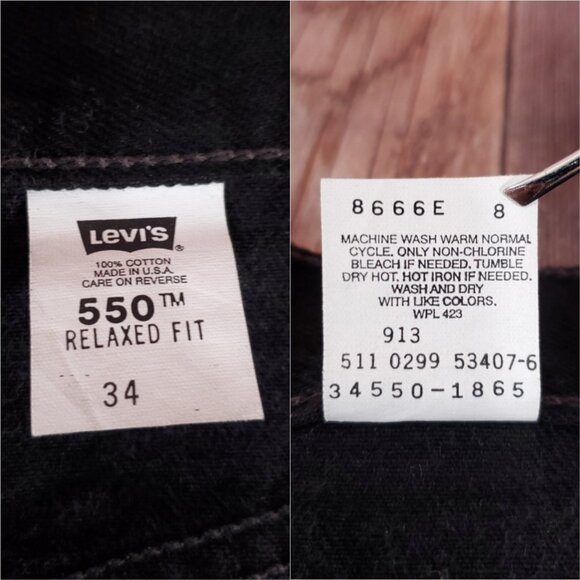Vintage 90s Levis 550 Relaxed Fit Mens 34 Black Denim Shorts Red Tab USA Made - Picture 13 of 14